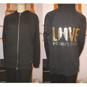 Victoria's Secret Angel Wings Bling Hoodie Size L Jacket Sequins Love Foil Y2K